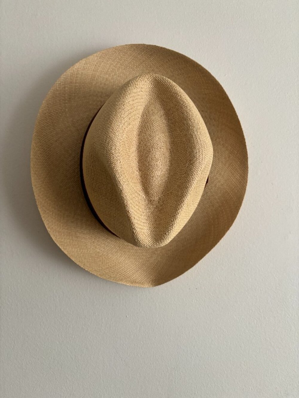 $240 Goorin Bros 2" Brim Cream Straw Fedora Hat - Medium (55-57)